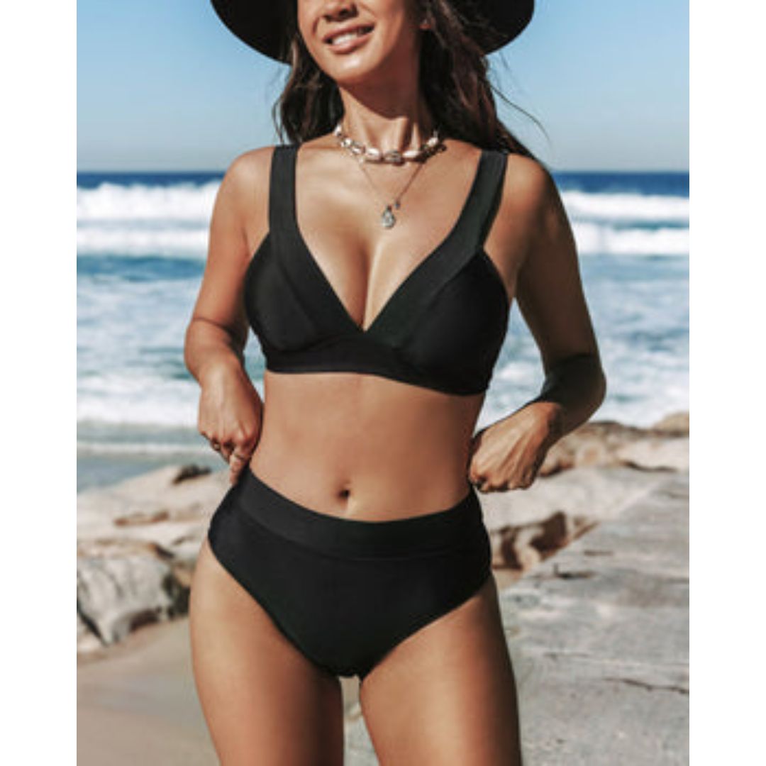 Claire - Maillot de bain uni à taille haute