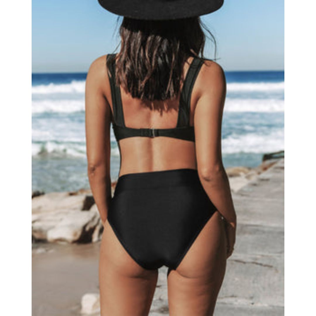 Claire - Maillot de bain uni à taille haute