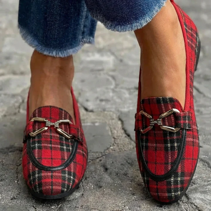 Rowan - Mocassins à carreaux dorés