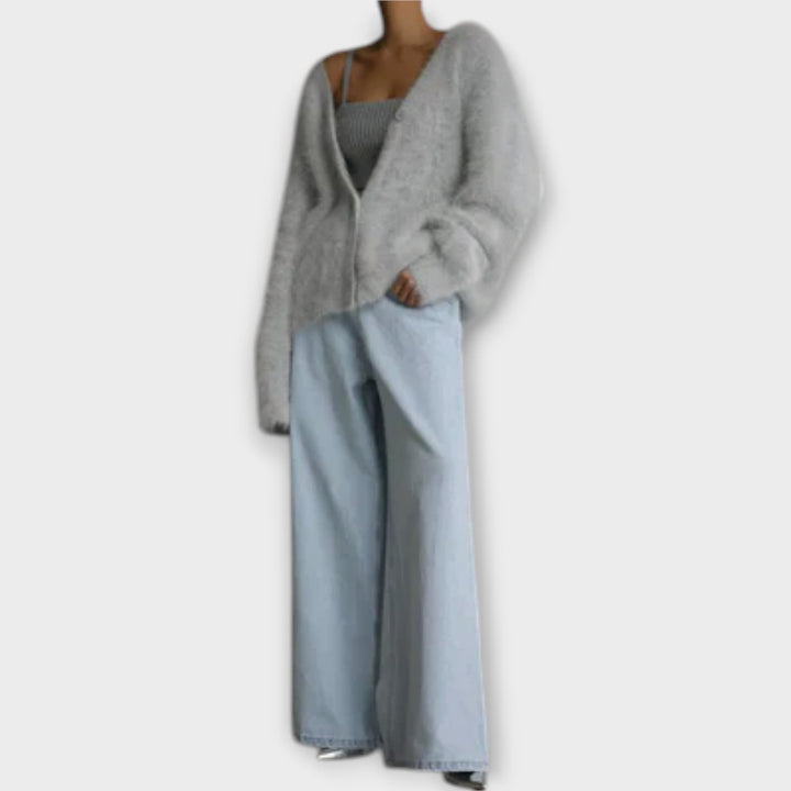 Sophie - Cardigan en peluche élégant beige