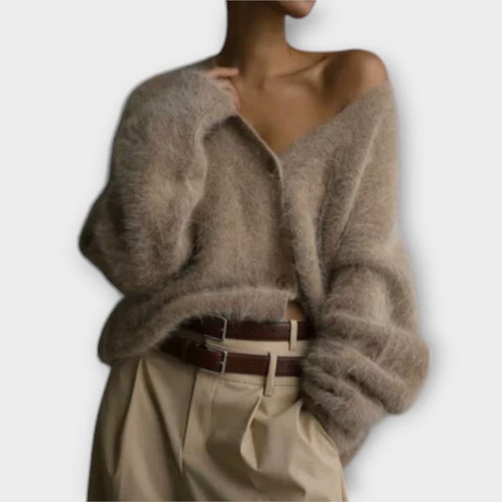 Sophie - Cardigan en peluche élégant beige