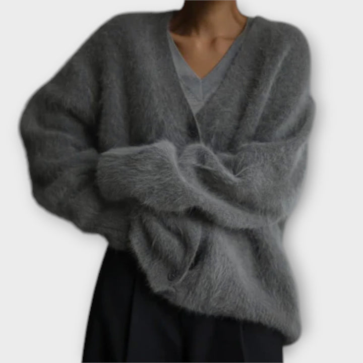 Sophie - Cardigan en peluche élégant beige