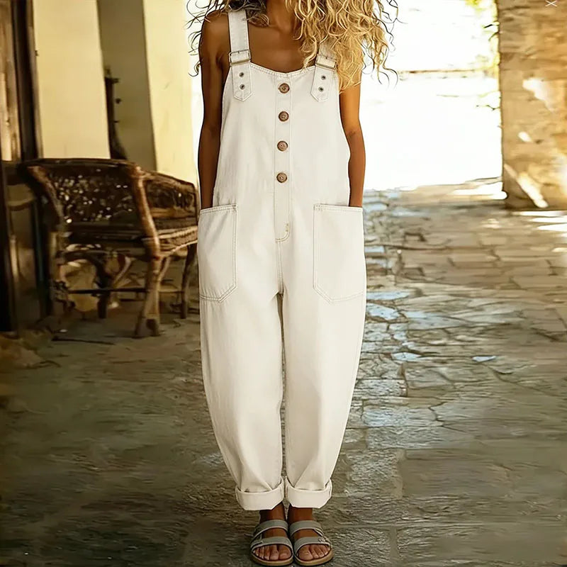 Maïwenn | Salopette vintage en coton doux effet denim