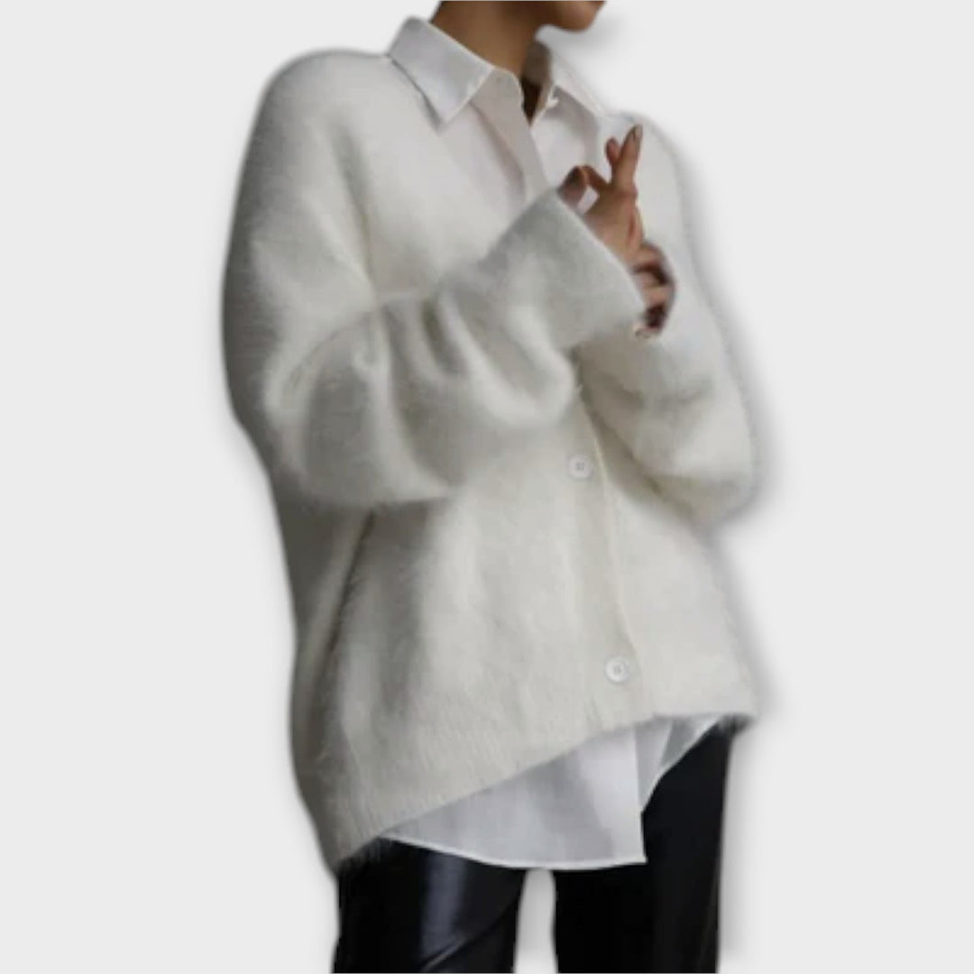 Sophie - Cardigan en peluche élégant beige