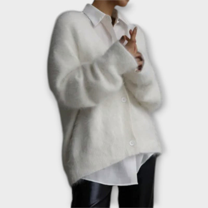 Sophie - Cardigan en peluche élégant beige