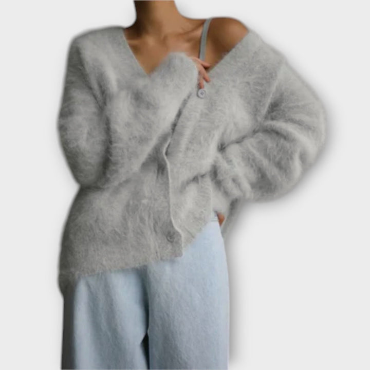 Sophie - Cardigan en peluche élégant beige