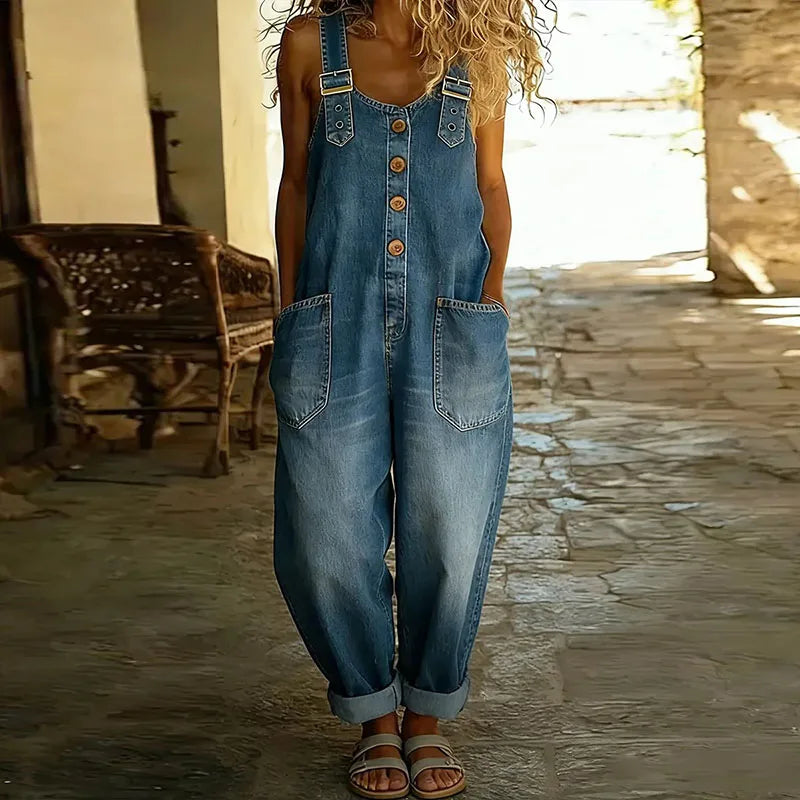 Maïwenn | Salopette vintage en coton doux effet denim