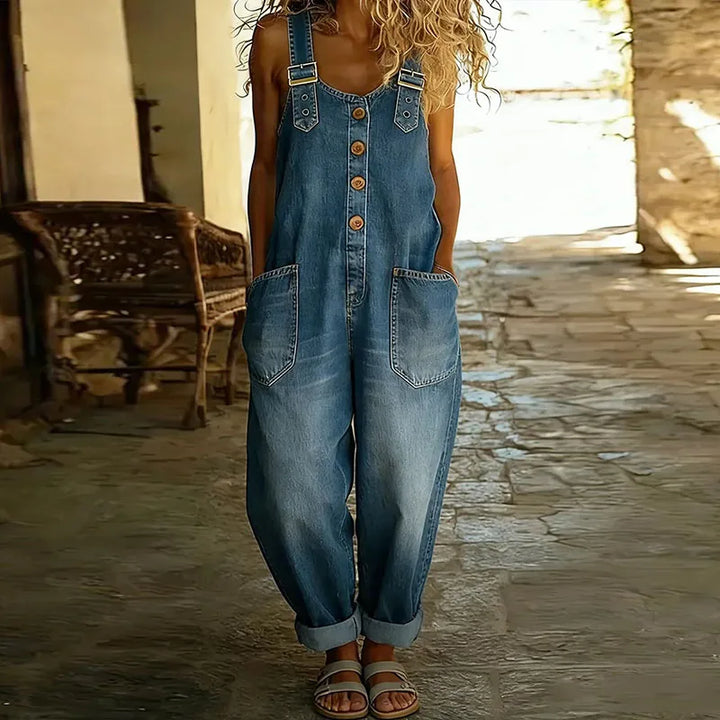 Maïwenn | Salopette vintage en coton doux effet denim