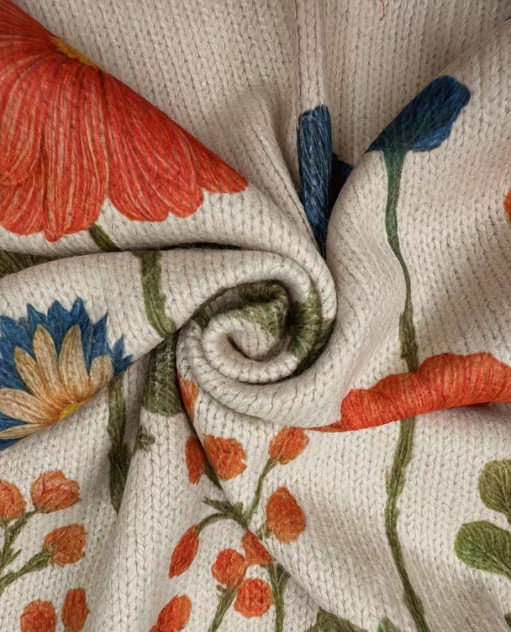 Renée - Cardigan zippé à fleurs sauvages