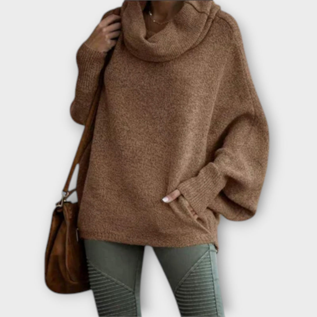 Aurélie - Pull à col roulé beige élégant