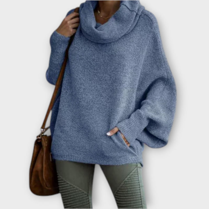Aurélie - Pull à col roulé beige élégant