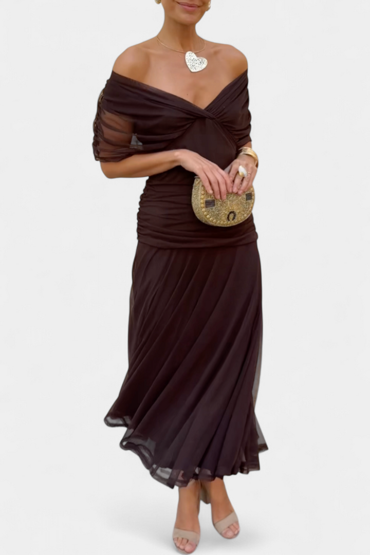 Magda - Robe longue fleurie avec décolleté en V