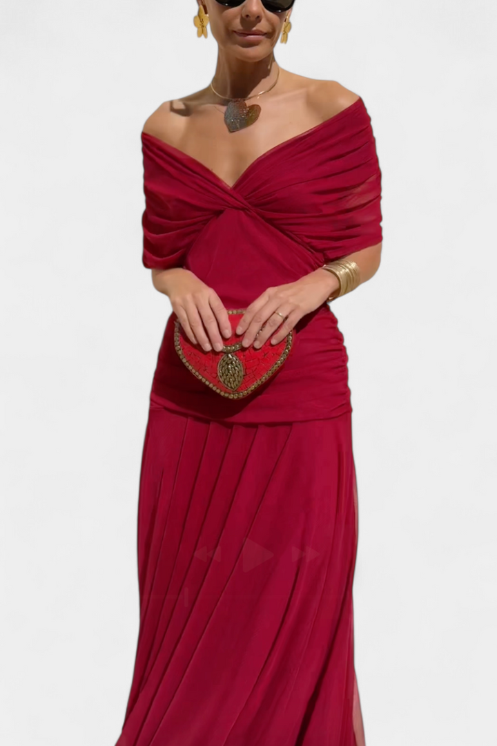 Magda - Robe longue fleurie avec décolleté en V