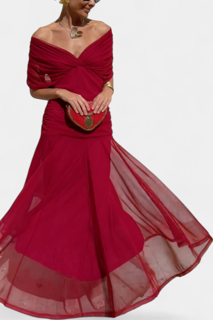 Magda - Robe longue fleurie avec décolleté en V