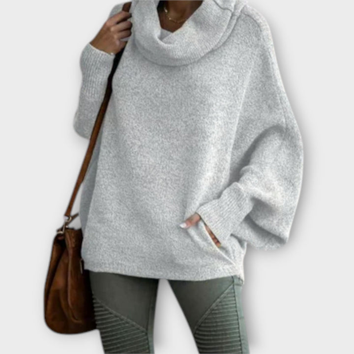 Aurélie - Pull à col roulé beige élégant