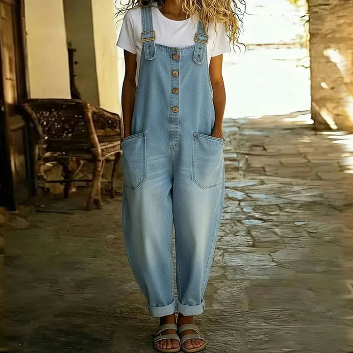 Maïwenn | Salopette vintage en coton doux effet denim