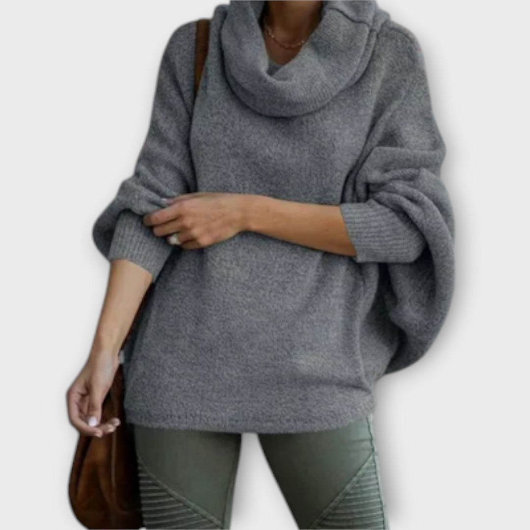 Aurélie - Pull à col roulé beige élégant