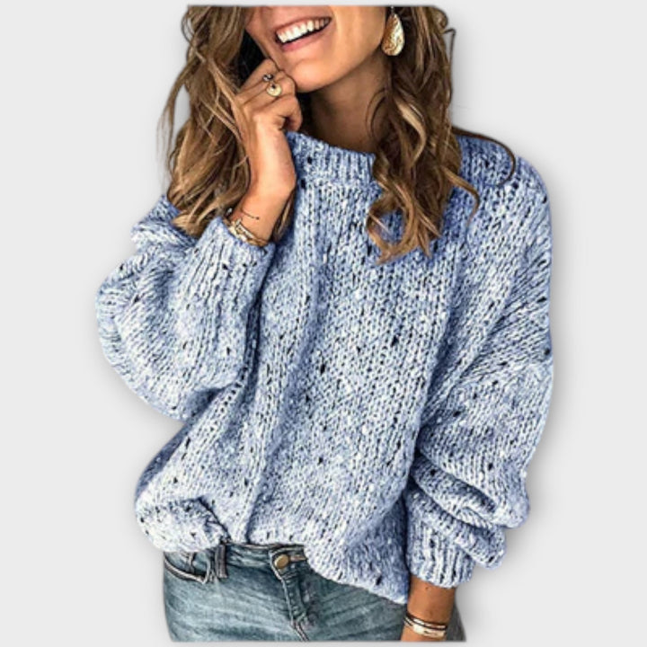 Élise - Pull rétro beige confortable avec des pois