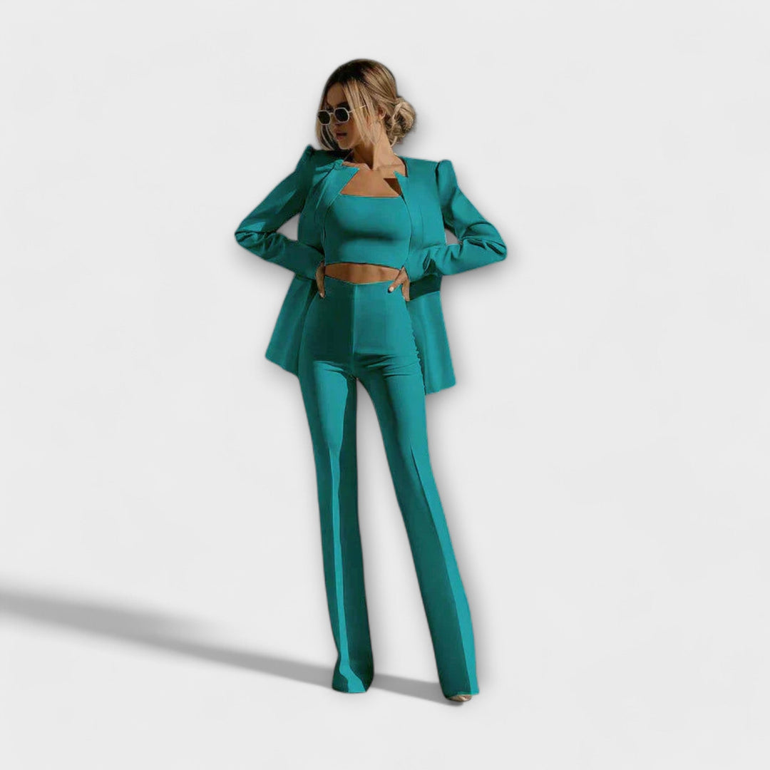 Céline - Ensemble élégant de 3 pièces (Blazer, Top, Pantalons)