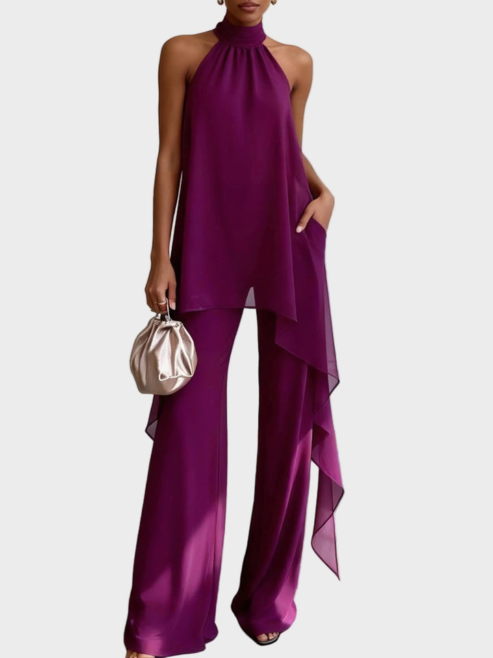 Geneviève - Ensemble Halter Élégant avec Pantalons