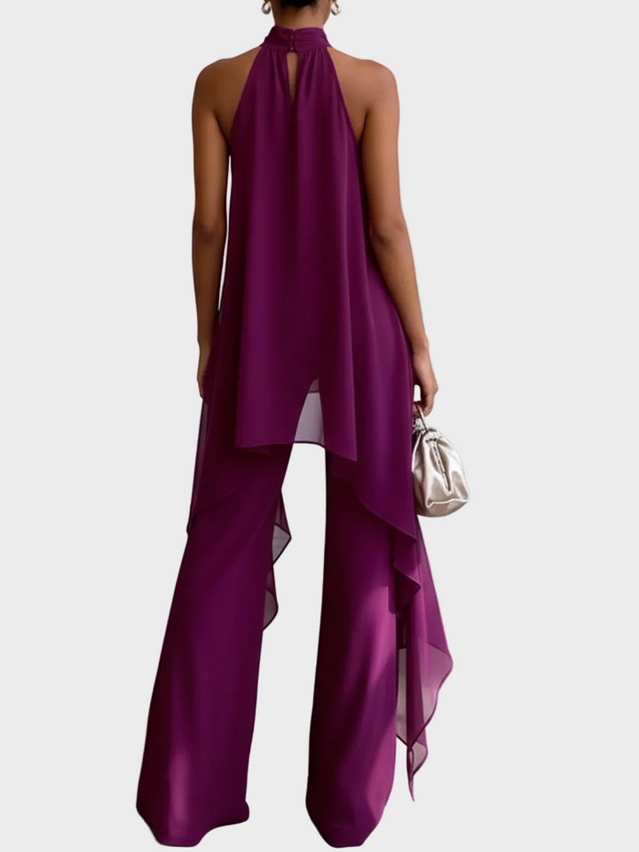 Geneviève - Ensemble Halter Élégant avec Pantalons