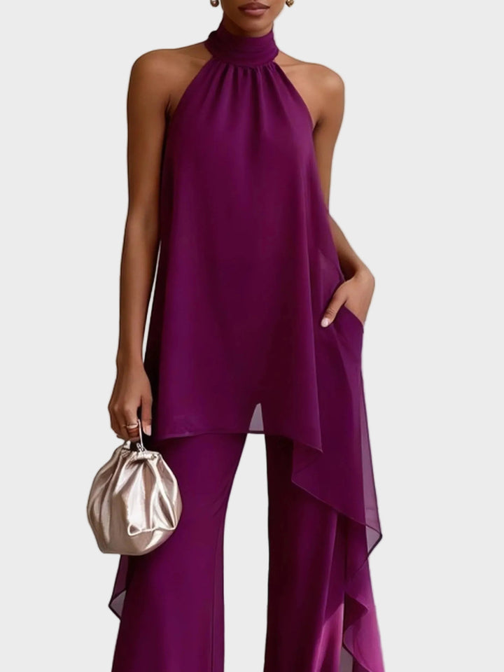 Geneviève - Ensemble Halter Élégant avec Pantalons