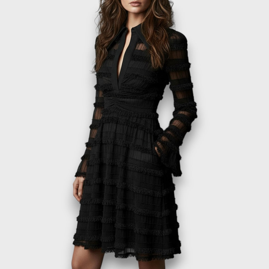 Paulina – Robe Midi Transparente avec Franges