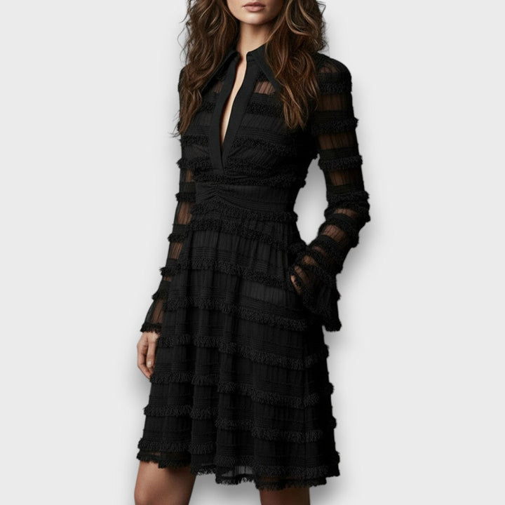 Paulina – Robe Midi Transparente avec Franges