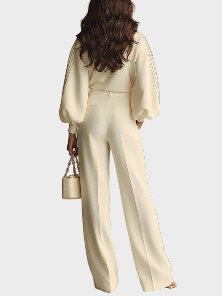 Clémence – ensemble en canalé avec pantalons larges