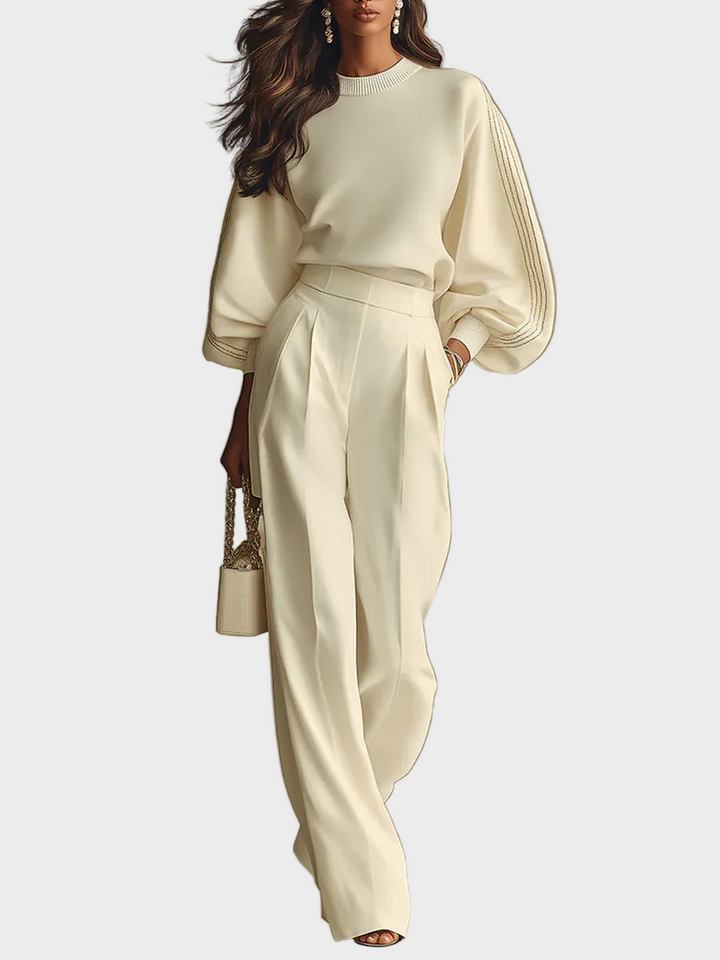 Clémence – ensemble en canalé avec pantalons larges
