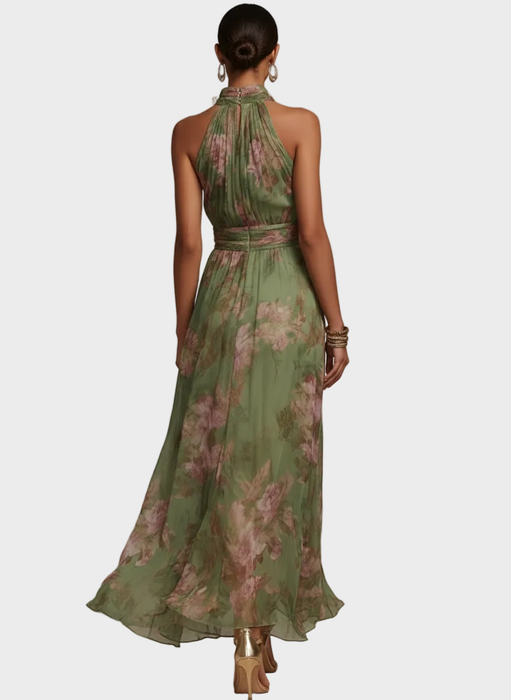 Livia - Robe Maxi Halter Élégante à Fleurs