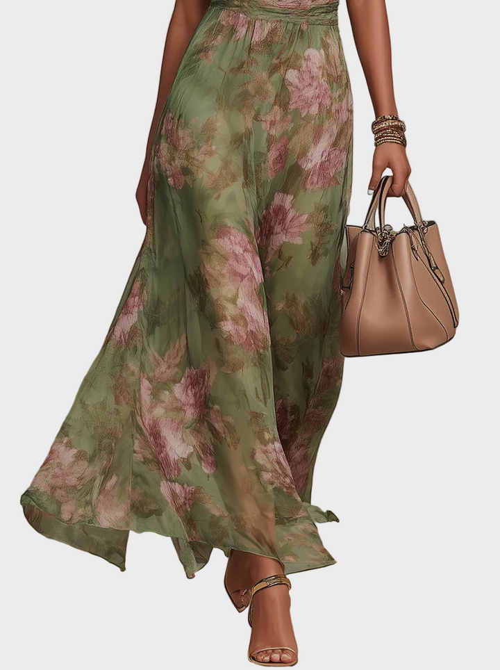 Livia - Robe Maxi Halter Élégante à Fleurs