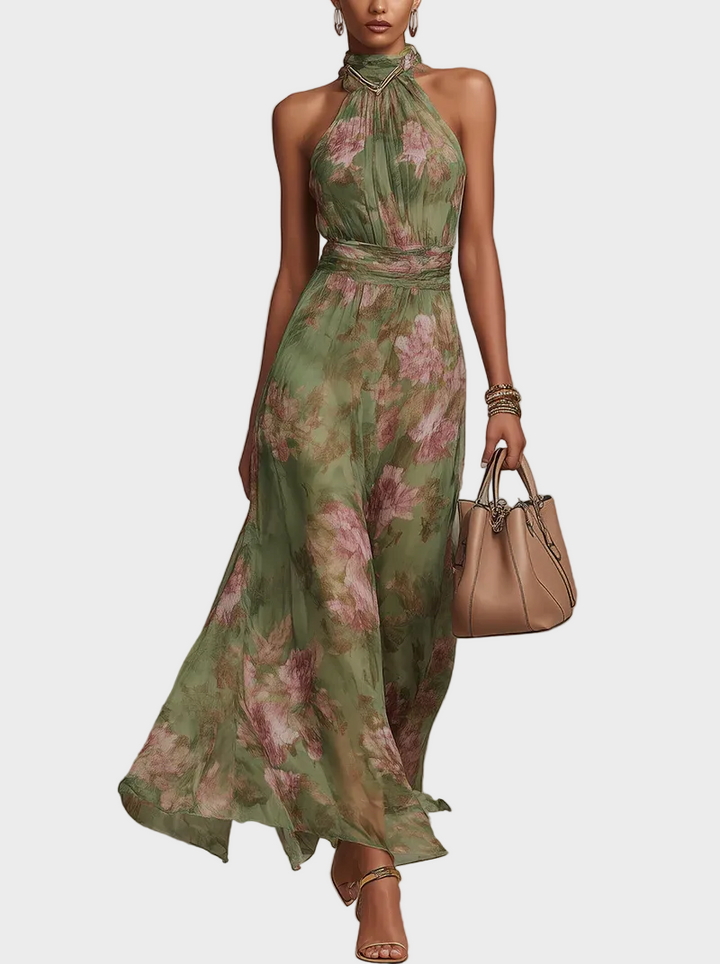 Livia - Robe Maxi Halter Élégante à Fleurs