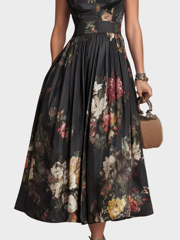 Elsa - Robe midi plissée à motif floral