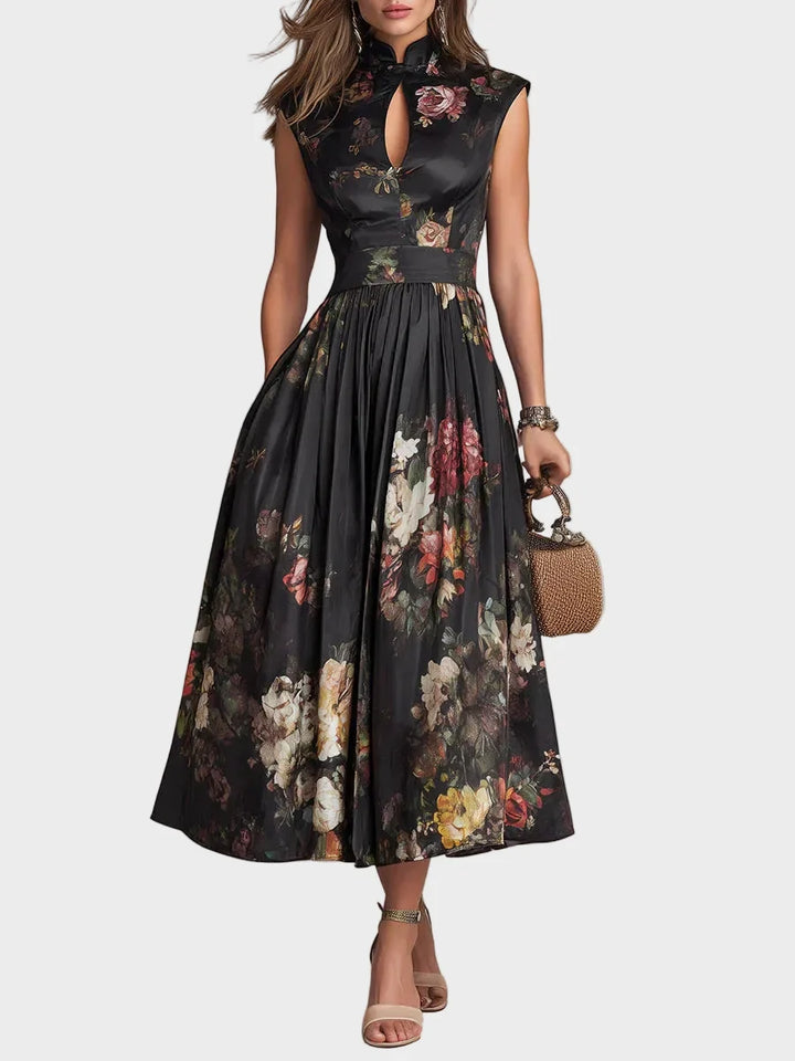 Elsa - Robe midi plissée à motif floral