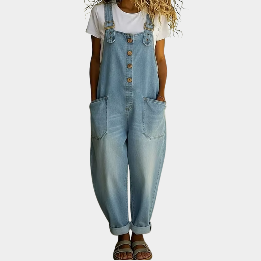 Maïwenn | Salopette vintage en coton doux effet denim
