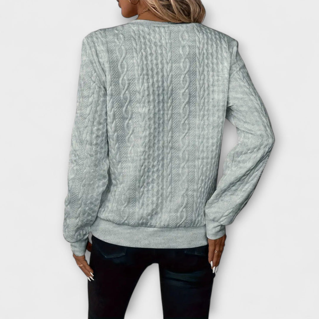 Joëlle - Pull en tricot élégant blanc avec motif en relief