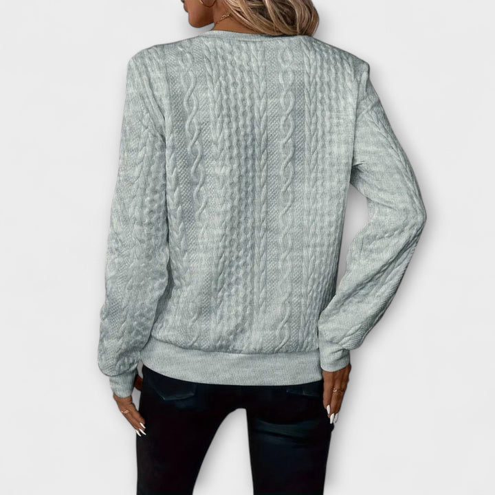 Joëlle - Pull en tricot élégant blanc avec motif en relief