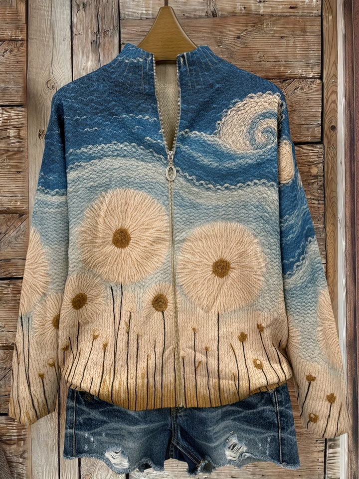 Sidonie - Gilet à zip matelassé avec motif de pissenlit