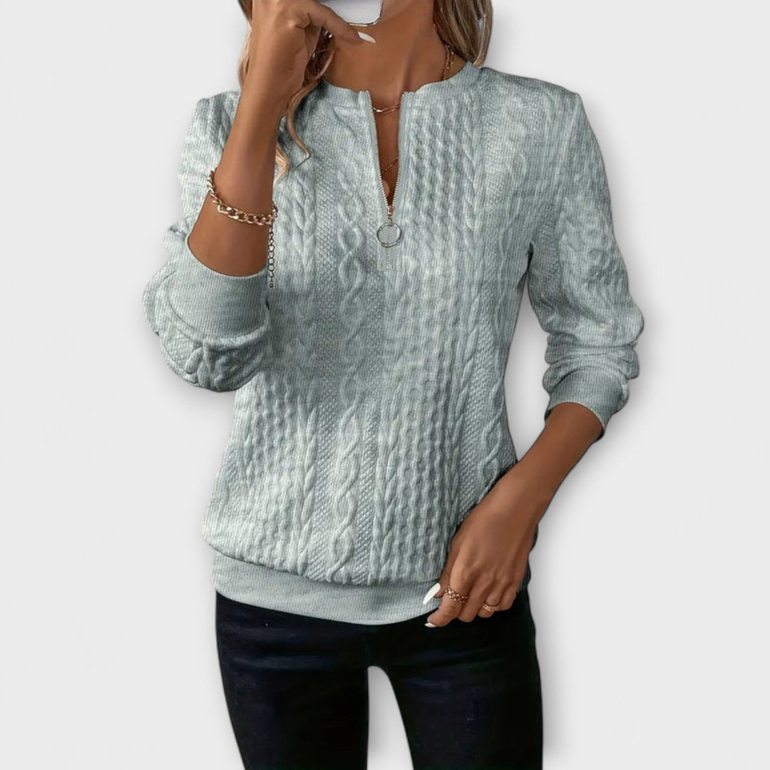 Joëlle - Pull en tricot élégant blanc avec motif en relief