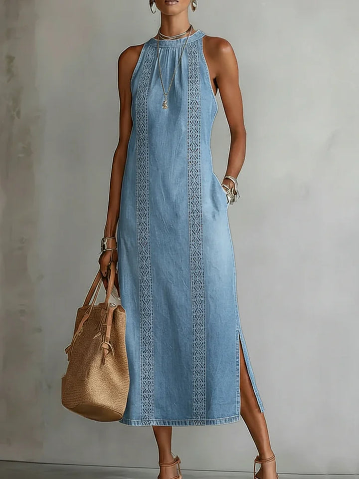Soline | Robe en denim à dentelle rétro