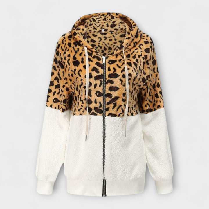 Léa - Sweat à capuche en polaire avec design léopard