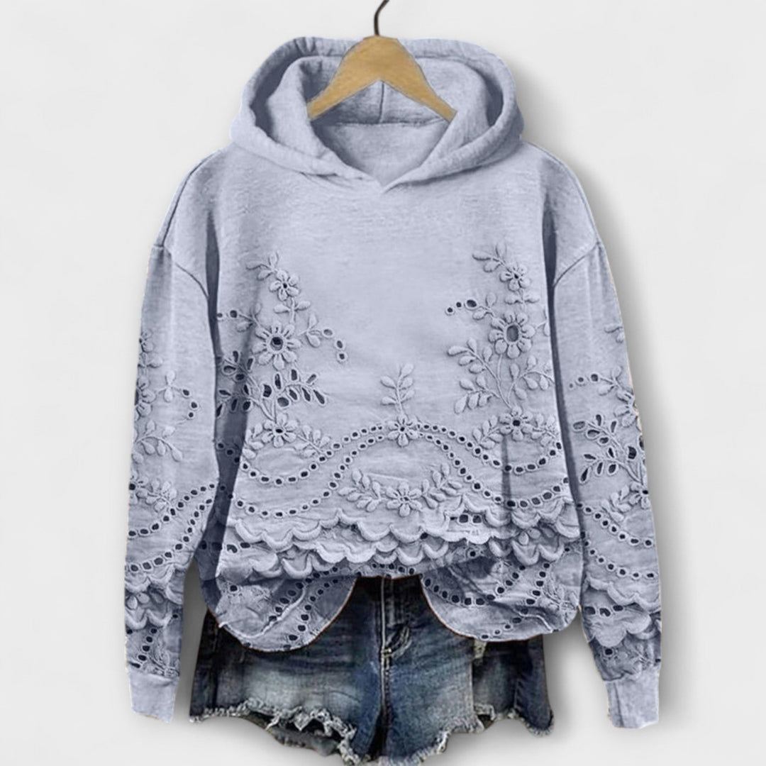 Grâce - Hoodie Vintage Lila avec Imprimé Floral