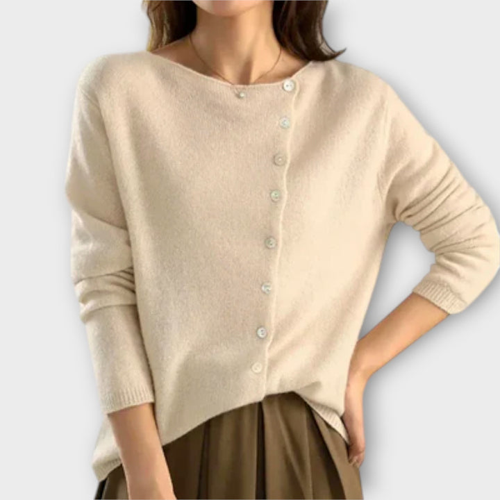 Pauline - Cardigan gris confortable avec boutons