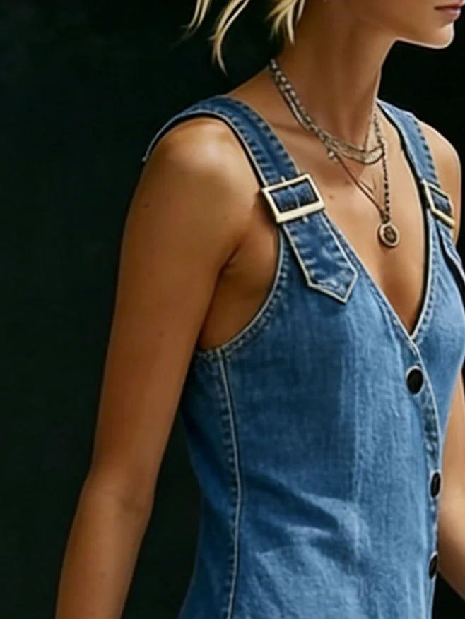 Lalie | Robe longue en denim boutonnée