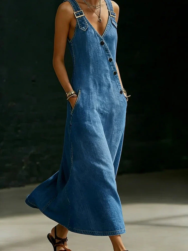 Lalie | Robe longue en denim boutonnée