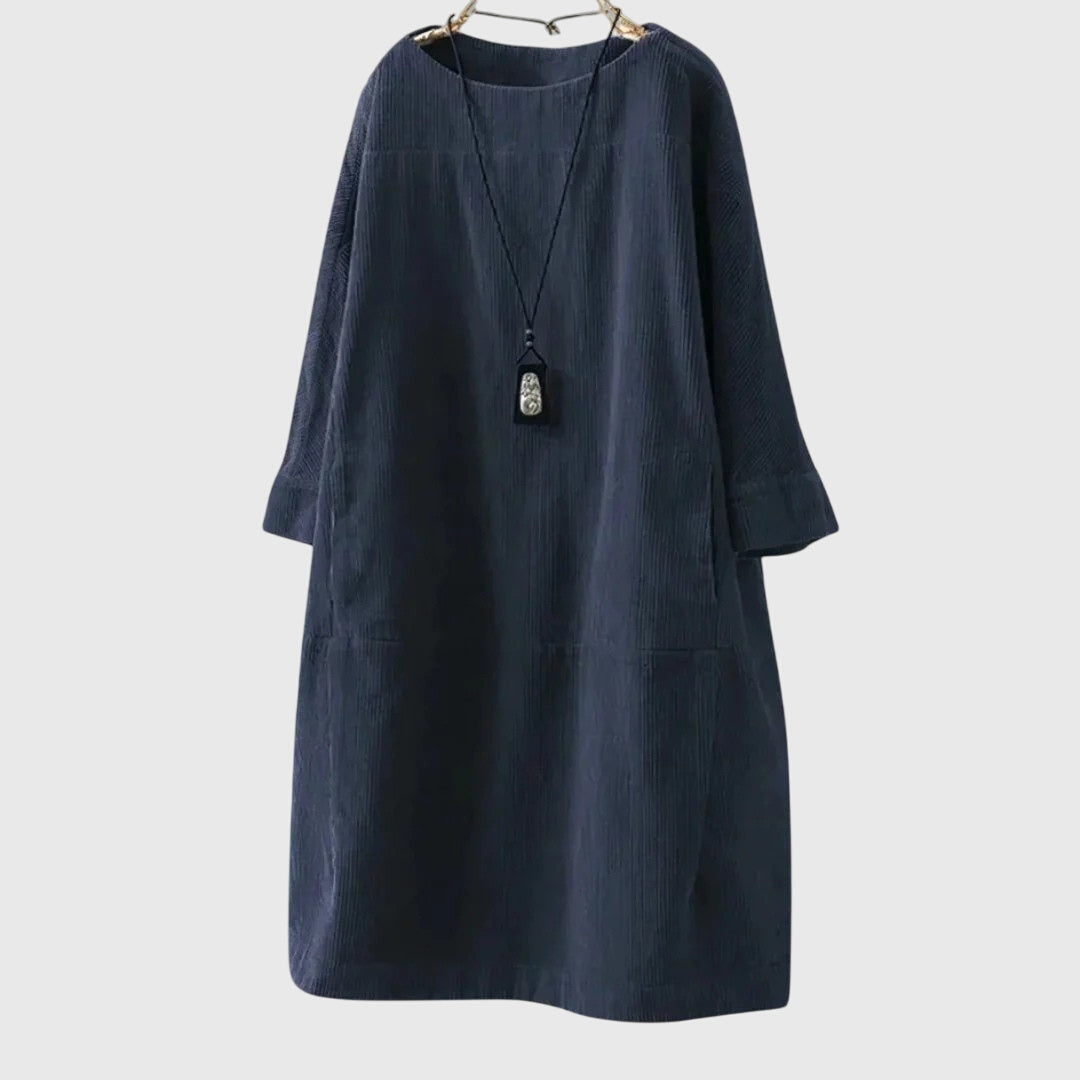 Grace | Robe Midi en Velours Côtelé Détendue