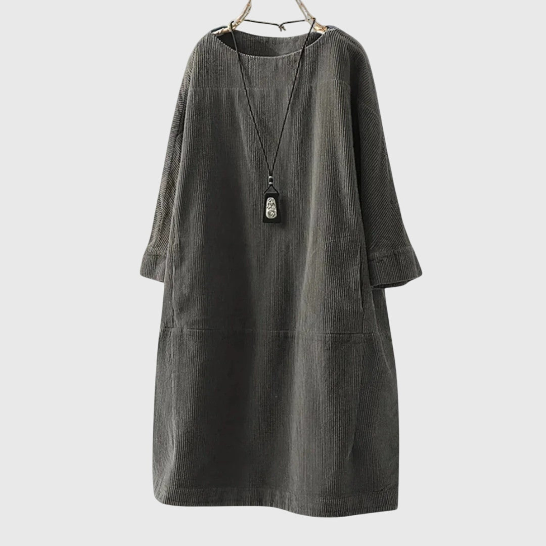 Grace | Robe Midi en Velours Côtelé Détendue