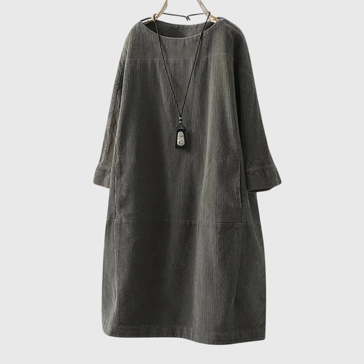 Grace | Robe Midi en Velours Côtelé Détendue