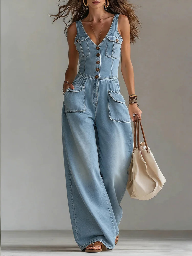 Octavie | Combinaison en denim ample